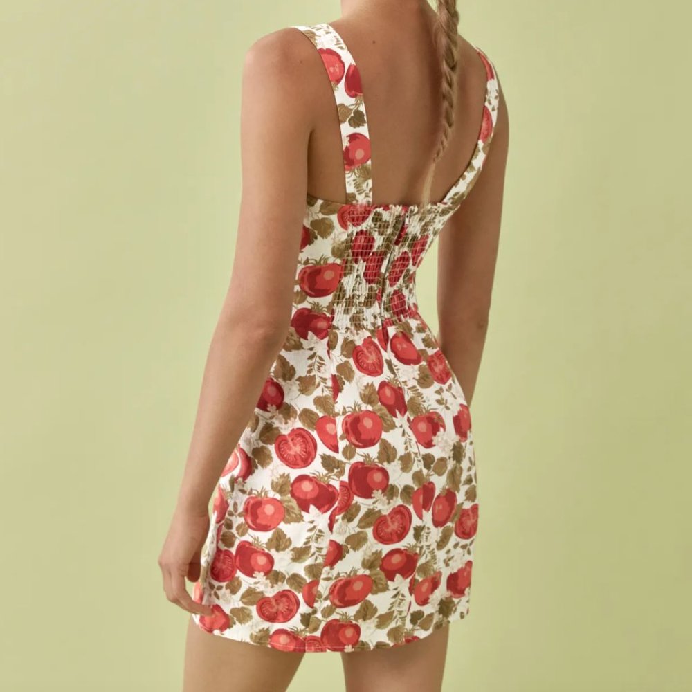 NWOT❤️Reformation Brigitte Linen Dress - Tomatoes - Picture 3 of 9